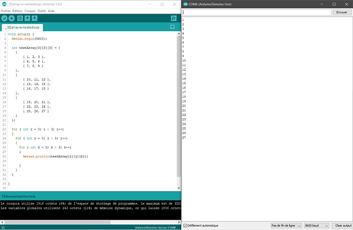 3d Array filled with nested loop